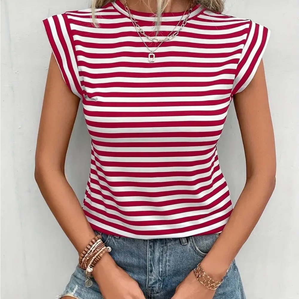Striped Red and White Women's Top